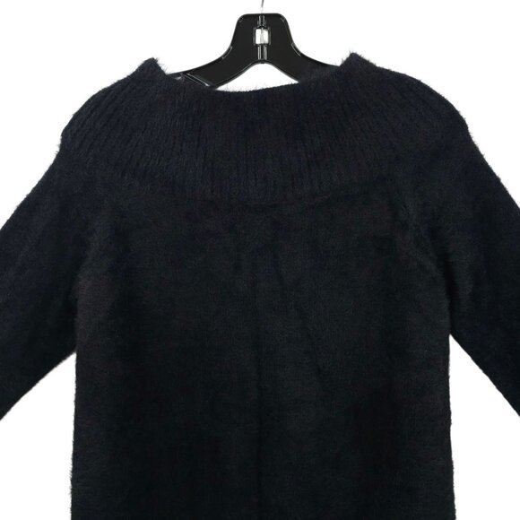 Loft Sweater Fuzzy Womens L Pullover Ribbed Wide Mock Neck Essential Tunic NEW - Picture 8 of 16
